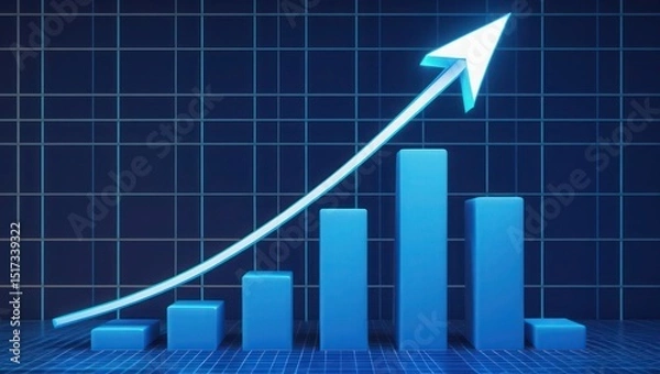 Fototapeta Exponential Growth Ascending Bar Graph, Data Visualization, Business Success