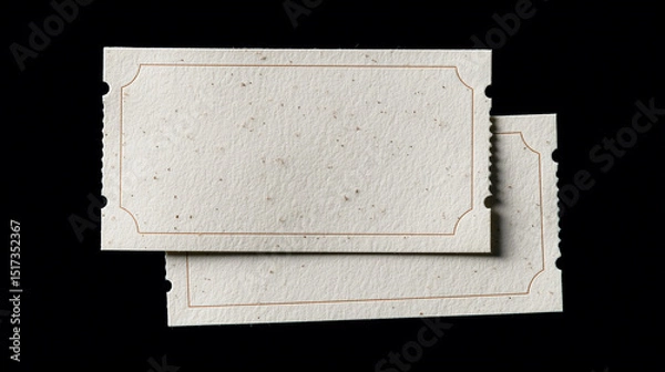 Fototapeta blank vintage-style tickets with perforated edges, blank tickets on black background