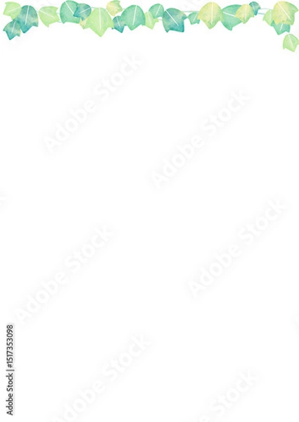 Fototapeta 水彩　葉　緑　イラスト　フレーム