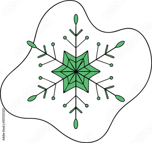 Obraz Minimalist Snowflake Border Vector Line Drawing for Design