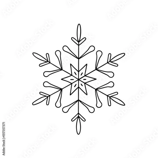 Fototapeta Minimalist Snowflake Border Vector Line Drawing for Design