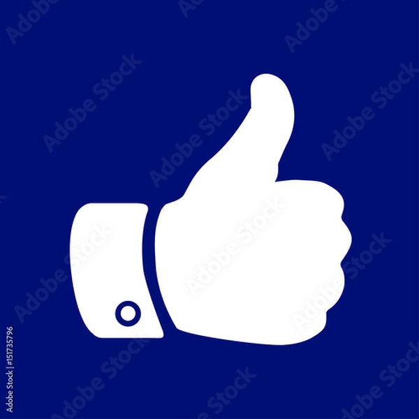Fototapeta Like  icon. Hand finger up sign. Thumb up symbol. Flat design style. 