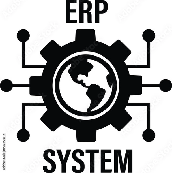 Fototapeta ERP system icon. Enterprise resource planning sign. Business automation and innovation symbol. flat style.