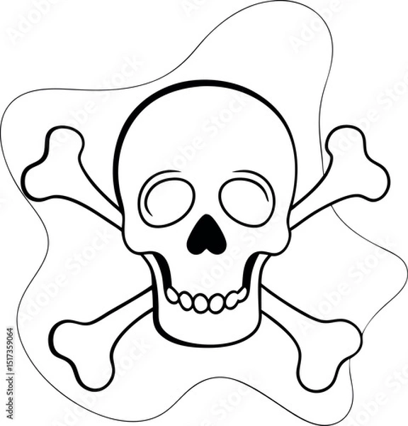 Fototapeta Minimalist Skull and Bones Line Drawing Vector Artwork