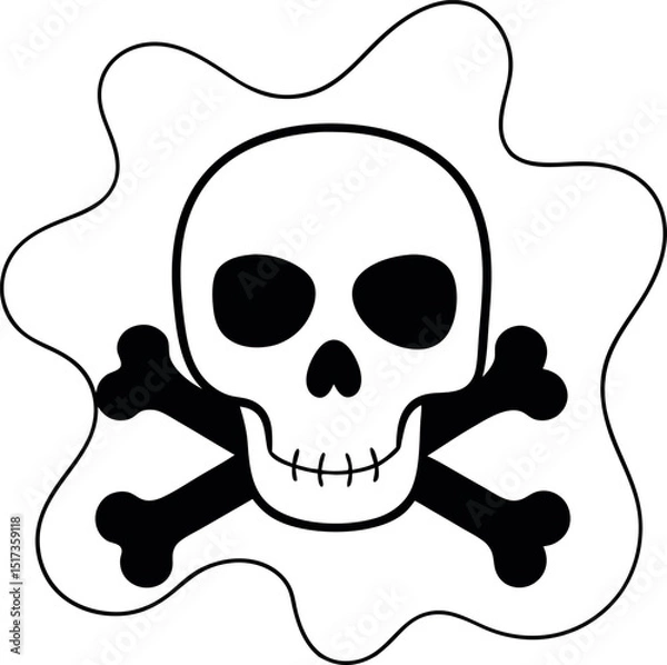 Fototapeta Minimalist Skull and Bones Line Drawing Vector Artwork