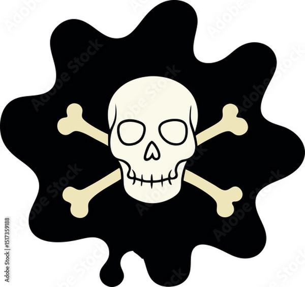 Fototapeta Minimalist Skull and Bones Line Drawing Vector Artwork