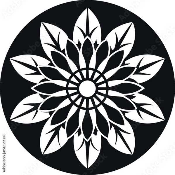 Fototapeta Elegant Round Flower Silhouette Design Vector