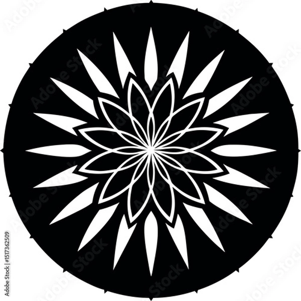 Fototapeta Elegant Round Flower Silhouette Design Vector