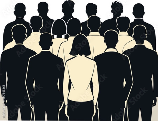 Fototapeta Silhouette of Crowd People from Back Vector Art