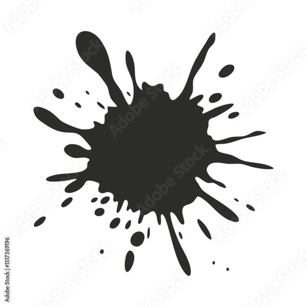 Fototapeta Black ink splatter vector design element for graphic design projects and creative art illustrations use 100 silhouette