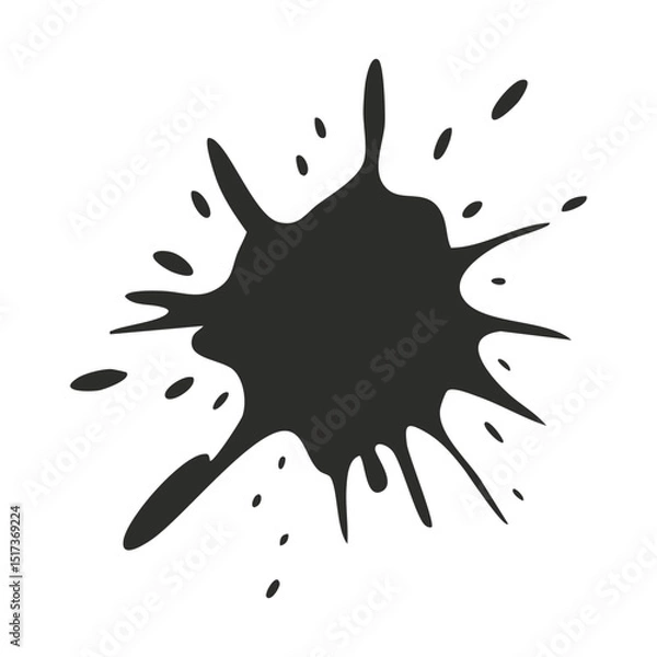 Fototapeta Isolated black ink splatter vector illustration for grunge design element and abstract background texture use silhouette
