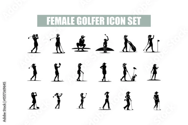 Obraz female golfer icon set 