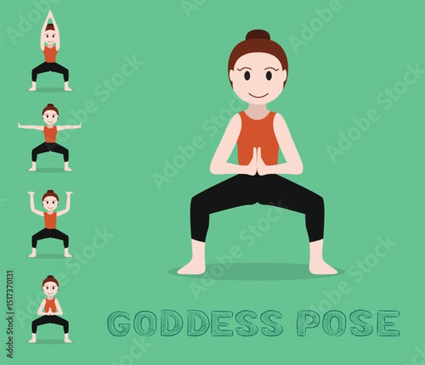 Fototapeta Yoga Tutorial Goddess Pose Cartoon Vector Illustration