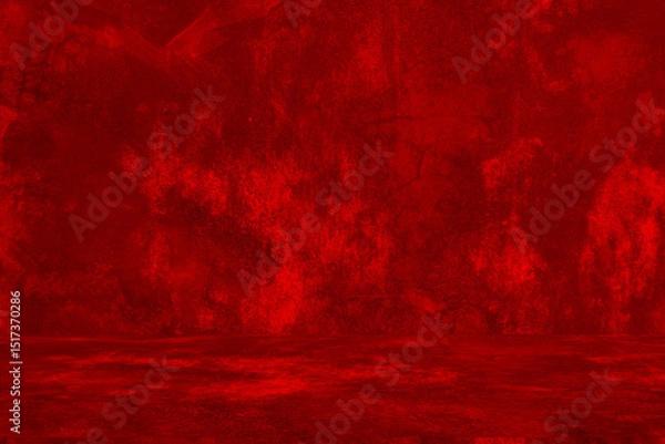 Fototapeta Wall interior background, studio and backdrops show products.with shadow from window color Red background for text insertion and presentation product