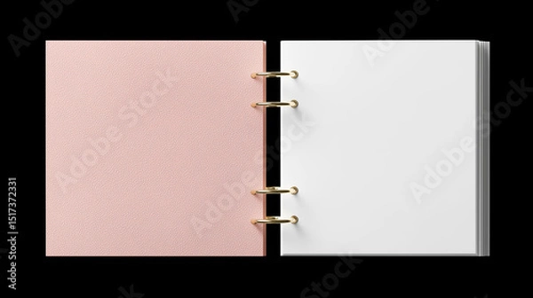 Fototapeta a minimal open ring binder notebook on a black background