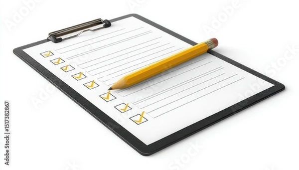 Fototapeta Clipboard with checklist and pencil (6)