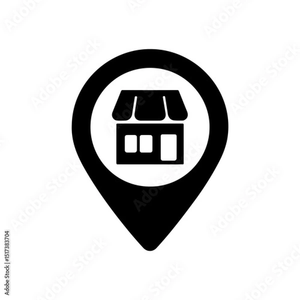 Fototapeta Shop Location Icon for Maps, Apps & E-Commerce Design