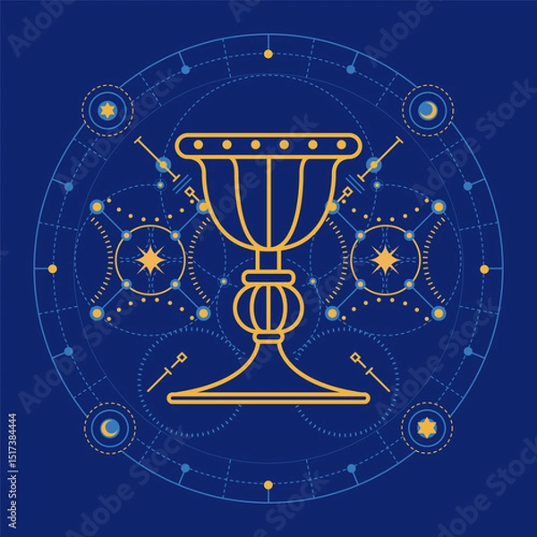 Fototapeta graphic of holy grail with futuristic element presented by Tarot card style