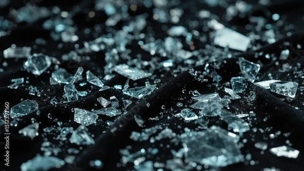 Obraz Glass broken images, close-up shot of a glass bead, glass broken, black isolated background.