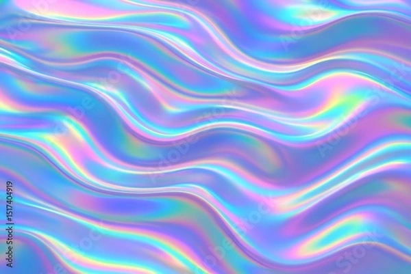 Fototapeta Holographic Texture with Iridescent Flowing Surface – Realistic Futuristic Design