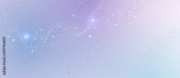 Obraz Vector network connection. Abstract mesh, molecular plexus line and cyberspace. Geometric line, dot on white background. Modern digital technology design for data, ai, science, futuristic background