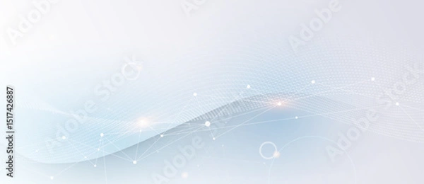 Fototapeta Vector network connection. Abstract mesh, molecular plexus line and cyberspace. Geometric line, dot on white background. Modern digital technology design for data, ai, science, futuristic background