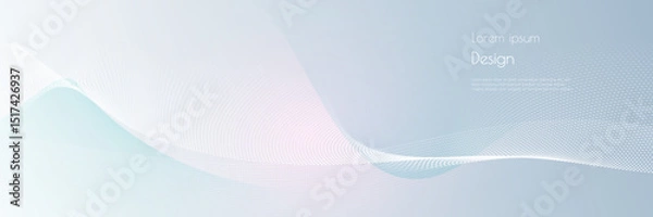 Fototapeta Vector abstract wave line pattern and dot line particle on white, gray color background. Modern graphic design. Flowing halftone, gradient curve shape for data futuristic, technology background