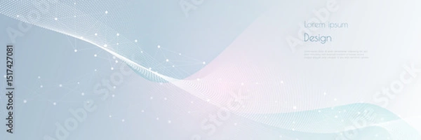 Obraz Vector network connection. Abstract mesh, molecular plexus line and cyberspace. Geometric line, dot on white background. Modern digital technology design for data, ai, science, futuristic background