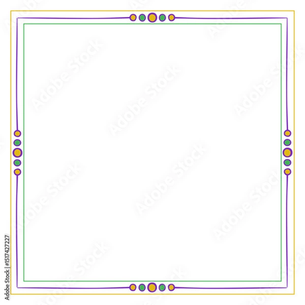 Fototapeta Elegant Square Frame with Green Purple and Yellow Lines and Circles