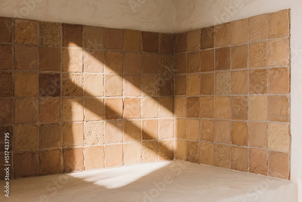 Fototapeta Earth-Toned Ceramic Tiles with Uneven Texture