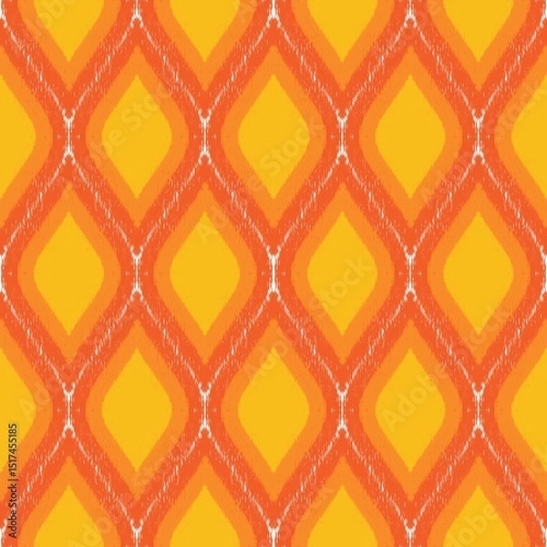 Obraz Geometric pattern featuring repeating orange diamond shapes outlined by white edges set against a bright yellow background.