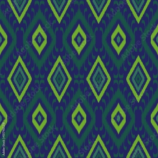 Obraz Geometric pattern featuring alternating diamond shapes in shades of green and blue