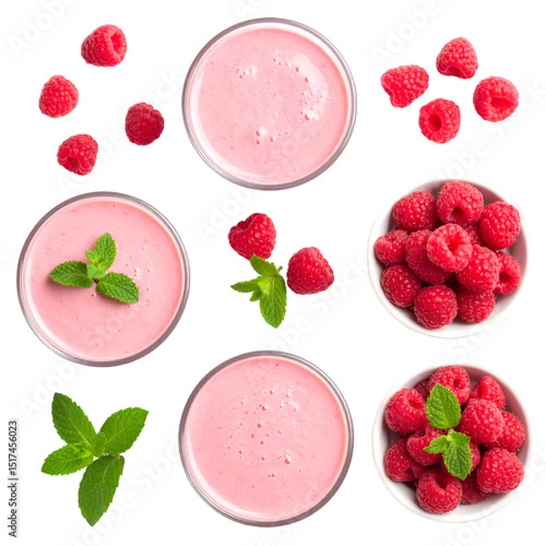 Obraz Raspberry Smoothie Recipe: Blend, Garnish, Enjoy!