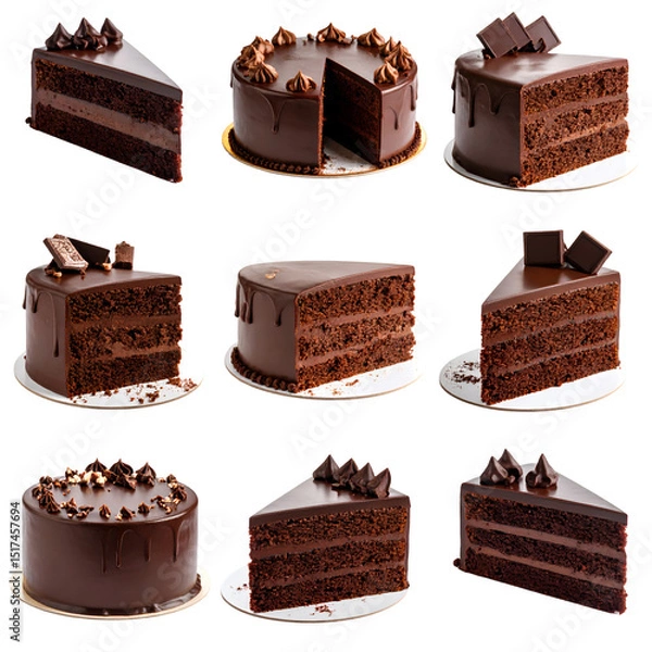 Obraz Decadent Chocolate Cakes: Layers, Frosting, & Drizzle