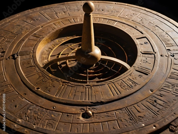 Fototapeta Intricate Astrolabe: Close-up shot of an intricately crafted astrolabe, a historical astronomical instrument.