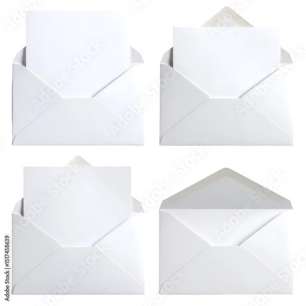 Obraz Create Blank Envelopes with Transparent Background, Ideal for Mockups, Design Projects and Stationery.