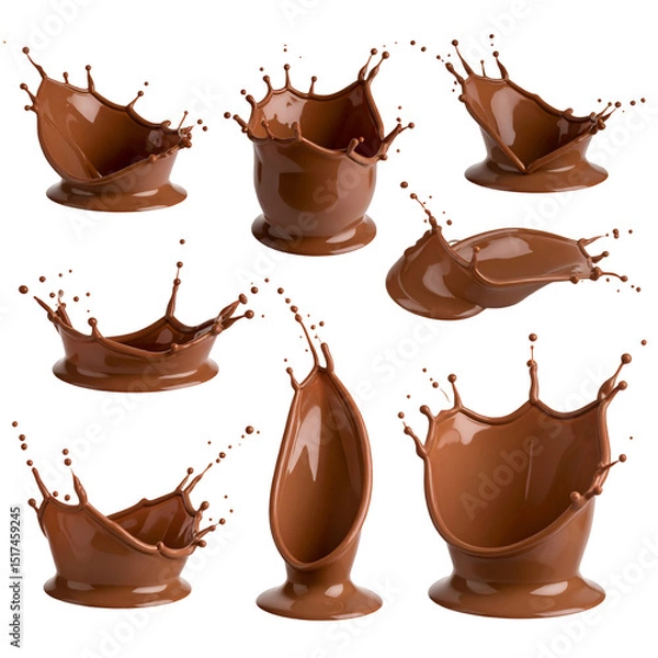 Obraz Chocolate Liquid Splashes on Transparent Background