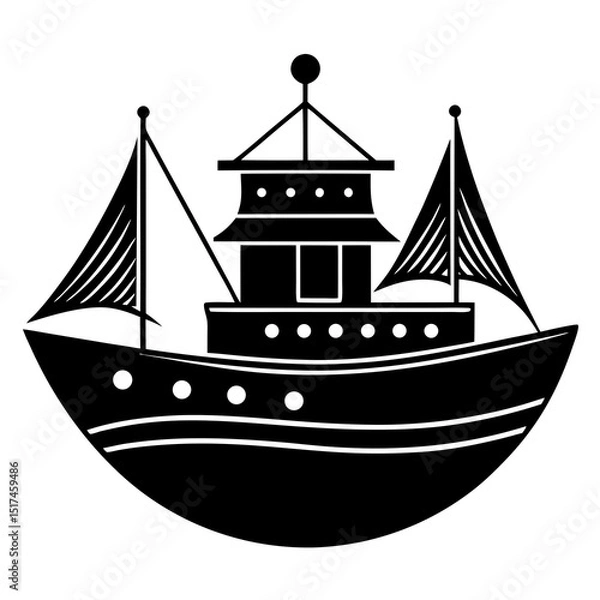 Fototapeta ship silhouette vector
