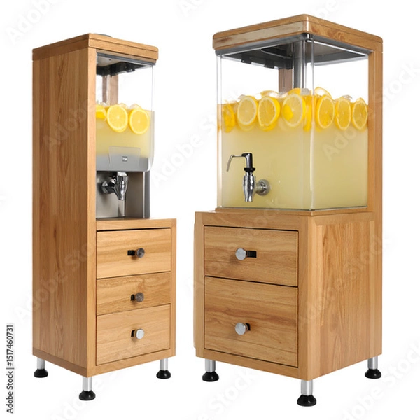 Obraz Wooden Drink Dispenser with Transparent Background & Storage