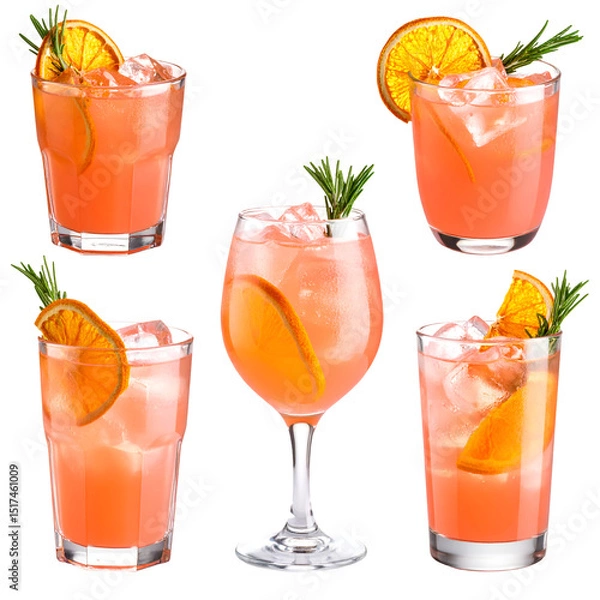 Obraz Refreshing Orange Rosemary Drinks with Transparent Background