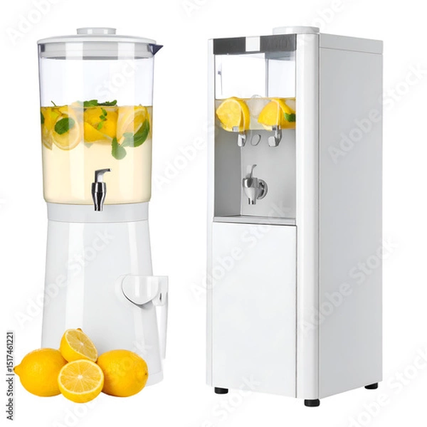 Obraz Refreshing Lemonade Dispenser:  Cool Drinks Served with Ice & Lemon Slices, Perfect for Summer Parties.