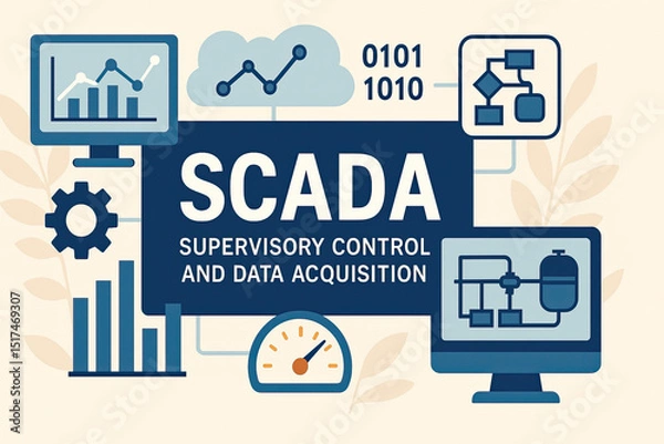 Fototapeta System Supervisory Control And Data Acquisition technology concept. SCADA.
