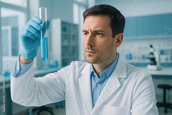 Obraz The scientist examining a test tube in a modern laboratory setting.