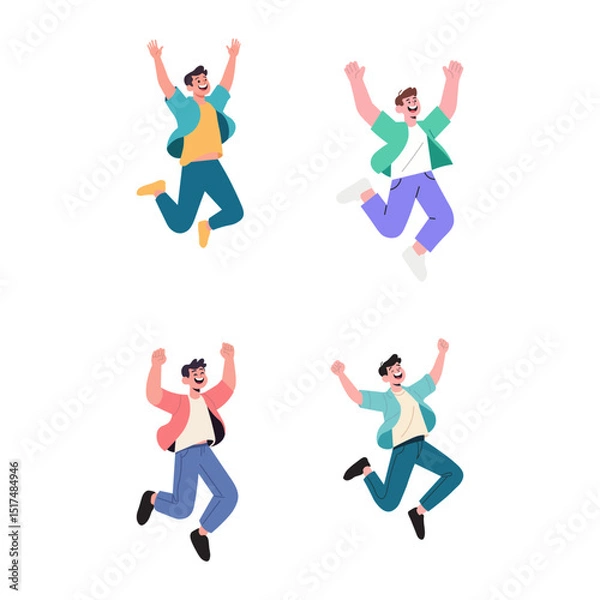 Obraz happy men jumping for joy, expressing excitement.