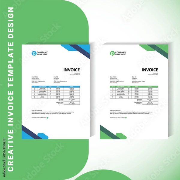 Obraz Modern Clean Invoice Template Design – A4 Printable & Editable Format