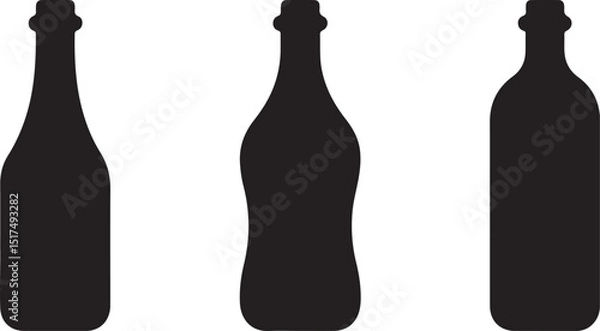 Fototapeta Bottle Icon Vector Set – Modern Beverage Label Illustration for Merch Design.