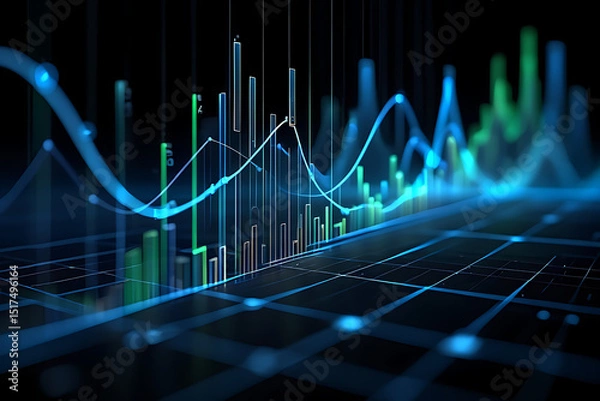 Fototapeta Abstract futuristic financial data visualization