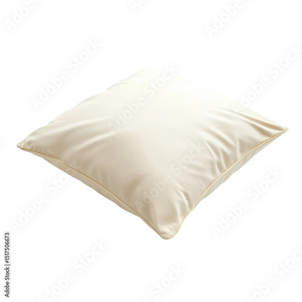Fototapeta Soft cream colored square pillow on white background