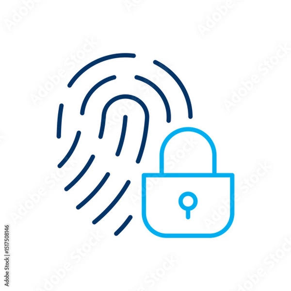 Obraz Fingerprint authentication icon. Symbol of biometric scan. Vector illustration. Editable stroke.