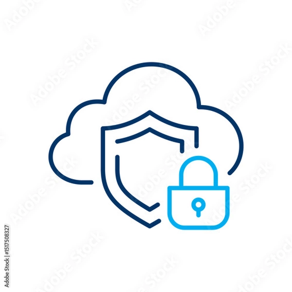 Obraz Cloud security icon. Symbol of data protection. Vector illustration. Editable stroke.
